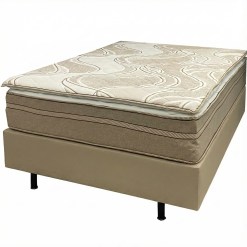 Base Em Veludo Com Colchao Dom Casal Com Molas Ensacadas Bio Flex 69x188x138cm Bege 83309