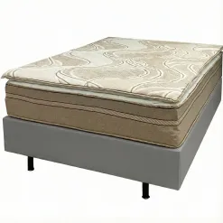 Base Em Veludo Com Colchao Dom Casal Com Molas Ensacadas Bio Flex 69x188x138cm Cinza 14436
