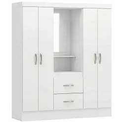Guarda Roupa Capelinha Lord 2 Gavetas 4 Portas Solteiro Com Espelho Demobile Branco 76793