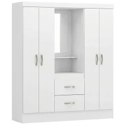 Guarda Roupa Capelinha Lord 2 Gavetas 4 Portas Solteiro Com Espelho Demobile Branco 76793
