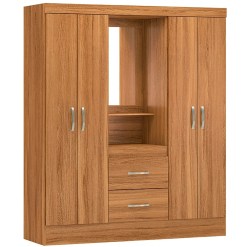 Guarda Roupa Capelinha Lord 2 Gavetas 4 Portas Solteiro Com Espelho Demobile Marrom 67737