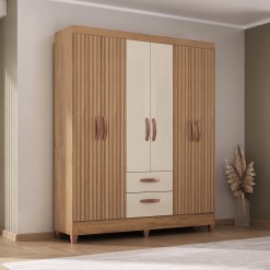 Guarda Roupa Fortaleza 6 Portas 2 Gavetas Casal Atualle Canelato Rustico 92105