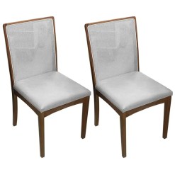 Kit 2 Cadeiras Lara Kappesberg Em Linho Madeira Cinza 79988