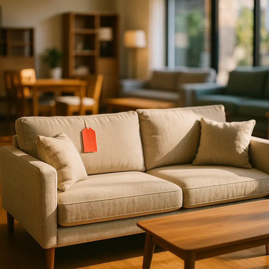 Melhor época do ano para comprar móveis baratos [2025], sofá bege em promoção em loja de móveis