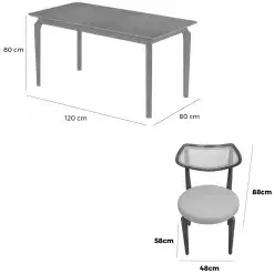 Mesa De Jantar Alegra 120x80cm Sem Vidro E 4 Cadeiras Athenas Em Linho Madeira Jcm 44348