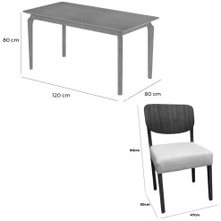 Mesa De Jantar Alegra 120x80cm Sem Vidro E 4 Cadeiras Barcelona Em Linho Madeira Jcm 83478