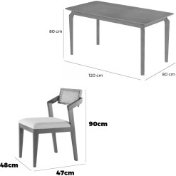 Mesa De Jantar Alegra 120x80cm Sem Vidro E 4 Cadeiras Berlim Madeira Em Linho Jcm 92385