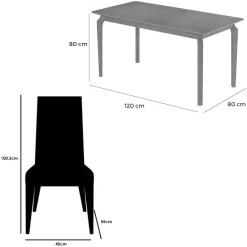 Mesa De Jantar Alegra 120x80cm Sem Vidro E 4 Cadeiras California Em Veludo Estofadas Jcm 39299