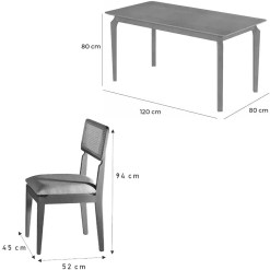 Mesa De Jantar Alegra 120x80cm Sem Vidro E 4 Cadeiras Canada Em Linho Madeira Jcm 77544