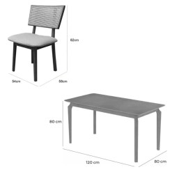 Mesa De Jantar Alegra 120x80cm Sem Vidro E 4 Cadeiras Diamante Madeira Em Linho Jcm 76738