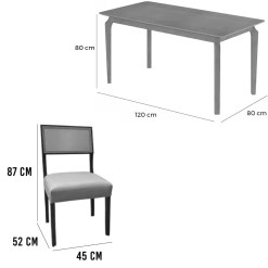 Mesa De Jantar Alegra 120x80cm Sem Vidro E 4 Cadeiras Grecia Madeira Em Linho Jcm 87000
