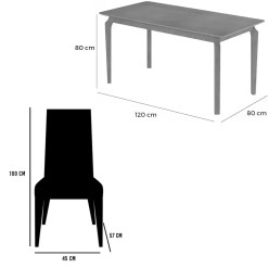 Mesa De Jantar Alegra 120x80cm Sem Vidro E 4 Cadeiras Jasmim Em Veludo Estofadas Jcm 50820