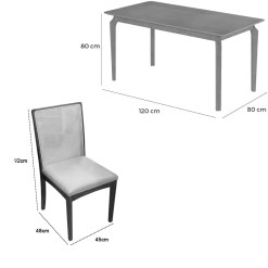Mesa De Jantar Alegra 120x80cm Sem Vidro E 4 Cadeiras Lara Kappesberg Em Linho Madeira Jcm 16928