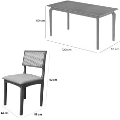 Mesa De Jantar Alegra 120x80cm Sem Vidro E 4 Cadeiras Monalisa Em Linho Madeira Jcm 24608