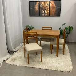 Mesa De Jantar Alegra 120x80cm Sem Vidro E 4 Cadeiras Turquia Em Linho Madeira Jcm 32637