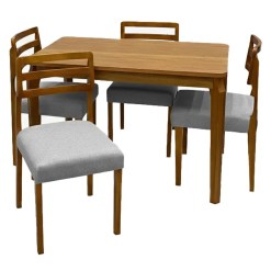Mesa De Jantar Alegra 120x80cm Sem Vidro E 4 Cadeiras Turquia Em Linho Madeira Jcm Cinamomo Com Tecido Cinza 47168
