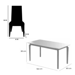 Mesa De Jantar Alegra 160x80cm Com Vidro E 6 Cadeiras Giulia Em Veludo Estofadas Jcm 39540