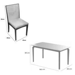 Mesa De Jantar Alegra 160x80cm Com Vidro E 6 Cadeiras Lara Kappesberg Em Linho Madeira Jcm 23029