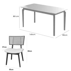 Mesa De Jantar Alegra 160x80cm Com Vidro E 6 Cadeiras Livia Em Linho Madeira Jcm 59183