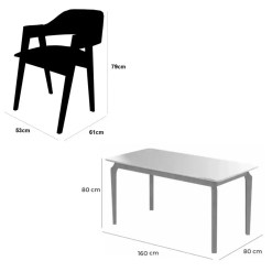 Mesa De Jantar Alegra 160x80cm Com Vidro E 6 Cadeiras Perola Em Corino Madeira Jcm 81449