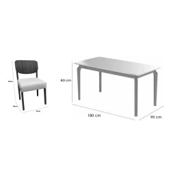 Mesa De Jantar Alegra 180x90cm Com Vidro E 6 Cadeiras Barcelona Em Linho Madeira Jcm 39446