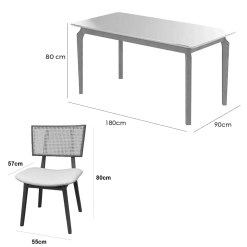 Mesa De Jantar Alegra 180x90cm Com Vidro E 6 Cadeiras Livia Em Linho Madeira Jcm 45380