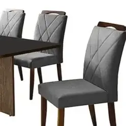 Mesa De Jantar Los Angeles 160x80cm Em Veludo Com 6 Cadeiras California Minas Plac 94483