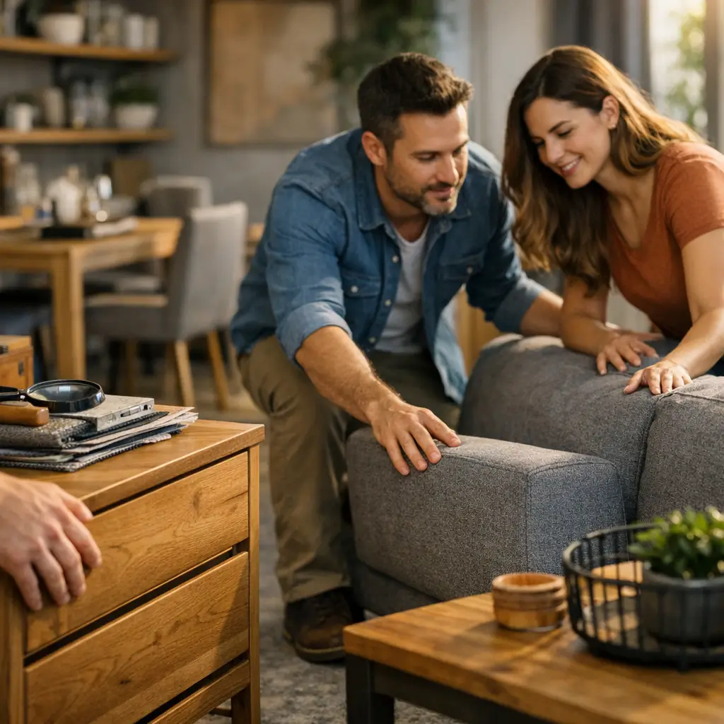 Móveis baratos que duram: como escolher certo avaliando sofá cinza na sala