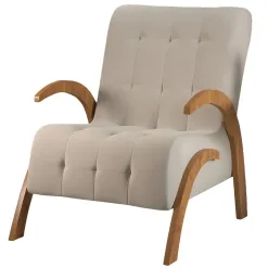 Poltrona Flower Em Veludo Com Pes Em Mdf Viero Bege 87416