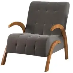 Poltrona Flower Em Veludo Com Pes Em Mdf Viero Cinza 65674