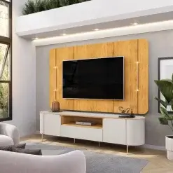 Rack Com Painel Adele Para Tv Ate 65 Polegadas 2 Portas Com Led Dj 30064