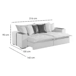 Sofa Cama Tebas 216cm 4 Lugares Retratil E Reclinavel Tecido Linho Innove 64778