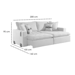 Sofa Cama Zeus 200cm 3 Lugares Retratil E Reclinavel Tecido Linho Innove 78355