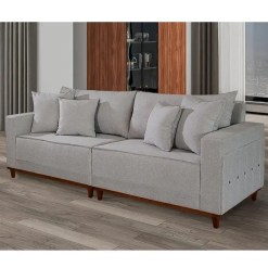 Sofa Living Montes Claros 4 Lugares Com Almofadas Soltas 236cm Tecido Linho Lufer 55687
