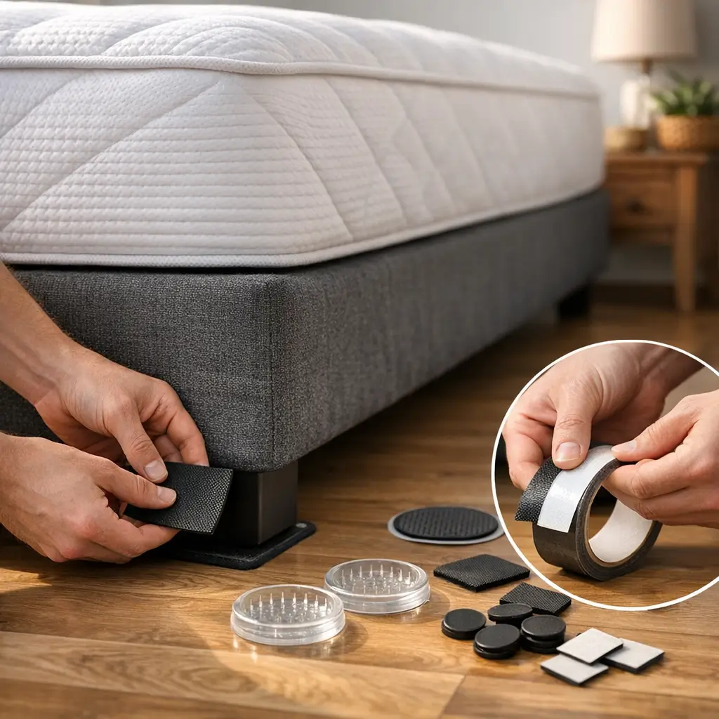 Como parar cama box de escorregar no piso liso usando fita e apoios antiderrapantes nos pés da cama