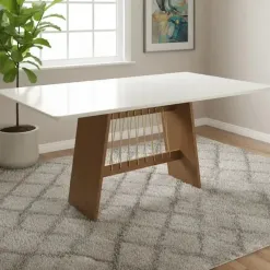 Mesa Damiana 120x80 Com Tampo De Vidro Ba56 Cnta31 Frv 59153