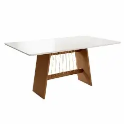 Mesa Damiana 120x80 Com Tampo De Vidro Ba56 Cnta31 Frv Canela 74018