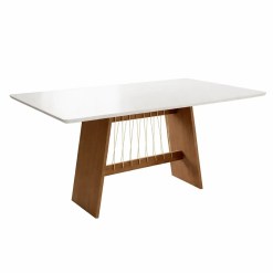 Mesa Damiana 120x80 Com Tampo De Vidro Ba56 Cnta31 Frv Canela 74018