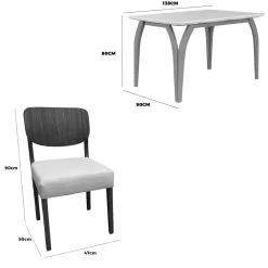 Mesa De Jantar Agata 135x90cm Com Vidro E 4 Cadeiras Barcelona Em Linho Madeira Lj Moveis 16647