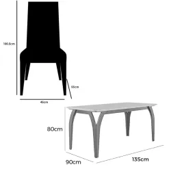Mesa De Jantar Agata 135x90cm Com Vidro E 4 Cadeiras California Em Linho Estofadas Lj Moveis 46276