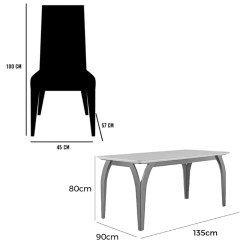 Mesa De Jantar Agata 135x90cm Com Vidro E 4 Cadeiras Jasmim Em Veludo Estofadas Lj Moveis 58806