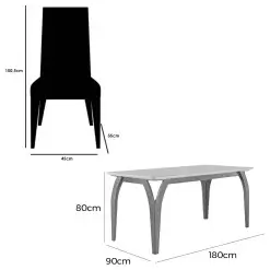 Mesa De Jantar Agata 180x90cm Com Vidro E 6 Cadeiras California Em Linho Estofadas Lj Moveis 45737