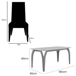 Mesa De Jantar Agata 180x90cm Com Vidro E 6 Cadeiras California Em Veludo Estofadas Lj Moveis 44472