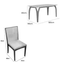Mesa De Jantar Agata 180x90cm Com Vidro E 6 Cadeiras Lara Kappesberg Em Linho Madeira Lj Moveis 20843