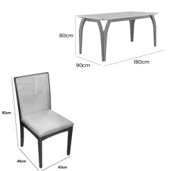 Mesa De Jantar Agata 180x90cm Com Vidro E 6 Cadeiras Lara Kappesberg Em Linho Madeira Lj Moveis 20843