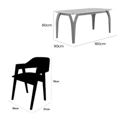Mesa De Jantar Agata 180x90cm Com Vidro E 6 Cadeiras Perola Em Linho Madeira Lj Moveis 49231