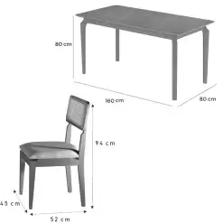 Mesa De Jantar Alegra 160x80cm Sem Vidro E 6 Cadeiras Canada Em Linho Madeira Jcm 88469