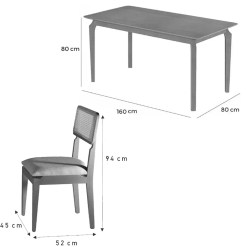 Mesa De Jantar Alegra 160x80cm Sem Vidro E 6 Cadeiras Canada Em Linho Madeira Jcm 88469