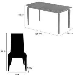 Mesa De Jantar Alegra 160x80cm Sem Vidro E 6 Cadeiras Giulia Em Linho Estofadas Jcm 23972