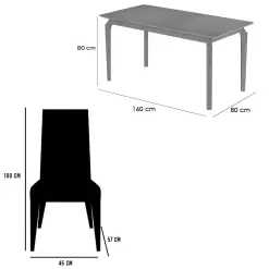 Mesa De Jantar Alegra 160x80cm Sem Vidro E 6 Cadeiras Jasmim Em Veludo Estofadas Jcm 77903